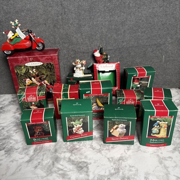 Vintage 1980's Hallmark Keepsake Christmas Ornament Lot of 13 Mouse Seal Elf Sno - Picture 1 of 12